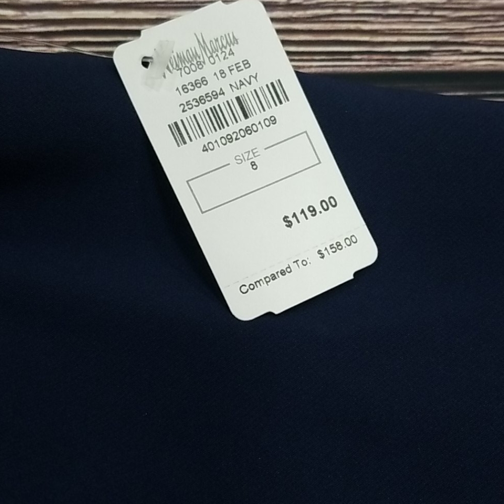 Navy Neiman Marcus Lace-Up Dress - Picture 5 of 5